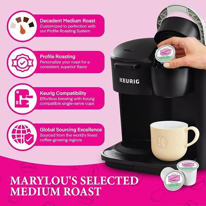 Marylou's Marylou’s Coffee – Mocha Mint Flavored Gourmet Coffee – Single Serve Coffee Pods, Compatible with Keurig Brewers – 12 Pods