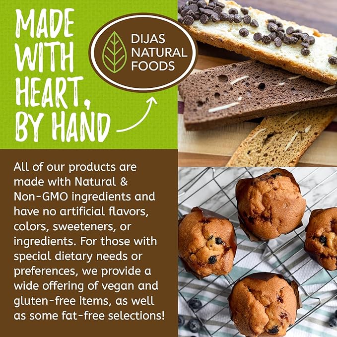 DIJAS Natural Foods, Crunchy Fat Free Biscotti Cookie, All Natural Preservative Free Ingredients, Delicious Low Calorie Snack (4 Pack, Chocolate Lovers)