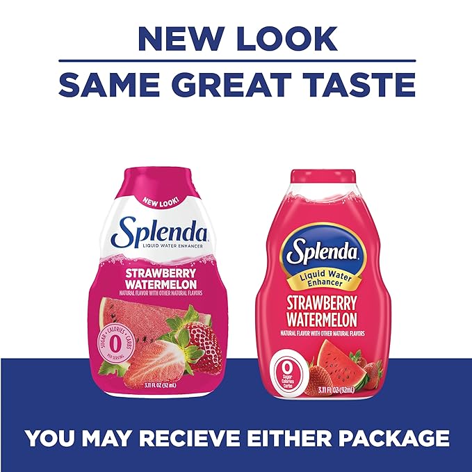 SPLENDA Liquid Water Enhancer Drops, Sugar Free, Zero Calorie, Natural Flavor, Concentrated Drink Mix, 3.11 Fl Oz Each Bottle (Strawberry Watermelon, 2 Pack)