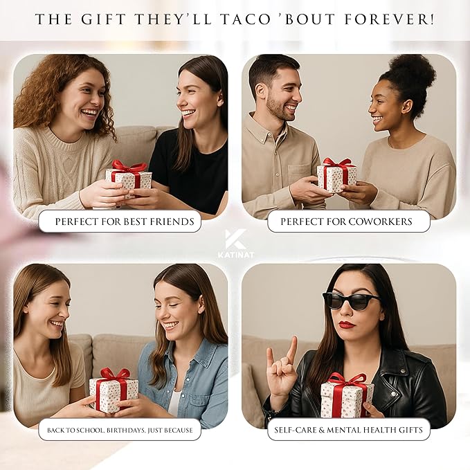 Emotional Support Taco Jar- 60 Funny Affirmation Cards Birthday Christmas Gifts for Women Men Teens Stocking Stuffers Teen Girls Son Mom Dad Daughter Sister Friend Coworkers Teachers Gifts