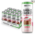 Optimum Nutrition Amino Energy Sparkling Hydration Drink, Electrolytes, Caffeine, Amino Acids, BCAAs, Sugar Free, Cocoberry Breeze, 12 Fl Oz, 12 Pack (Packaging May Vary)