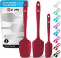 di Oro Living Silicone Spatula Set - 3-piece 600F Heat-Resistant Baking Spoon & Spatulas - Ergonomic Easy-to-Clean Seamless One-Piece Design - Pro Grade Non-stick Rubber with Stainless Steel S-Core Technology! (Red)
