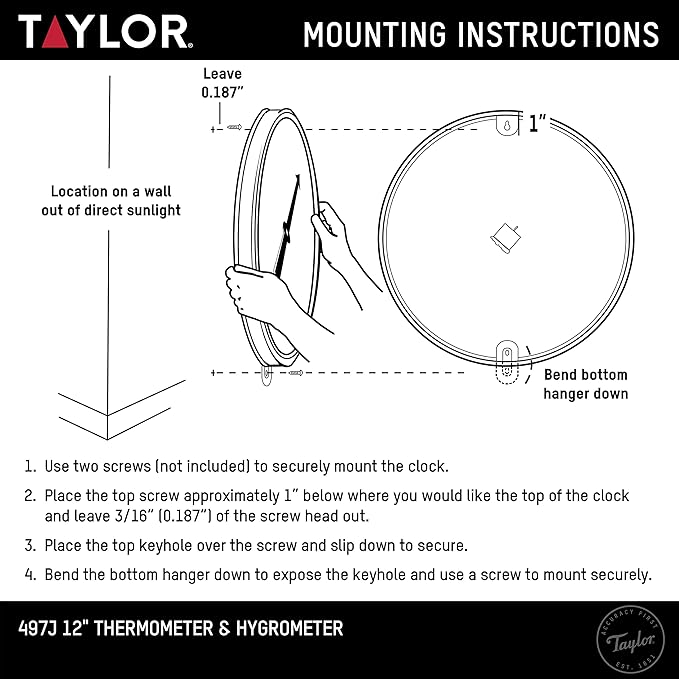 Taylor Precision Products Humidiguide Dial Thermometer (12-Inch), White, One Size
