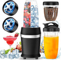 12-Piece Smoothie Blender Maker 25,000 RPM Personal Blender for Ice Crushing Smoothies & Frozen Drinks Nuts with 23oz, 32oz, 37oz Portable Cups Two 6-Leaf Stainless Steel Blades, Satin Black