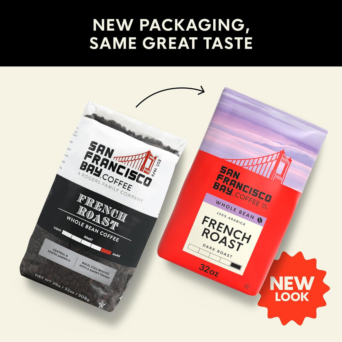 San Francisco Bay Coffee - Dark Roast Whole Bean Coffee - French Roast (2 lb bag)