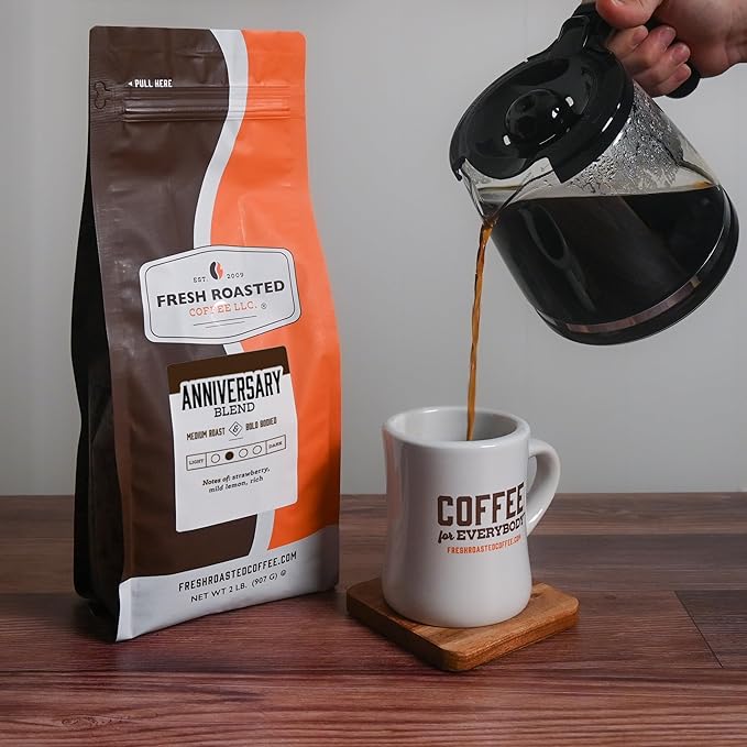 Fresh Roasted Coffee, Anniversary Blend, 2 lb (32 oz), Medium Roast, Kosher, Whole Bean