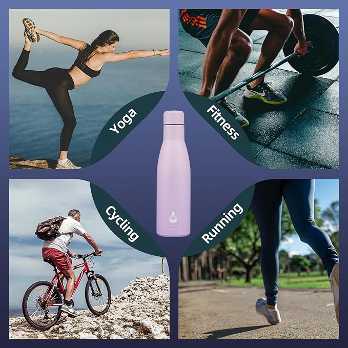 BJPKPK Insulated Water Bottle 17oz Stainless Steel Water Bottles Dishwasher Safe Reusable Metal Thermos Cold and Hot,Dreamy Purple