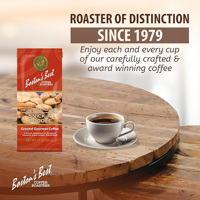 Boston’s Best Coffee - Snick A Doodle Flavored Delicious Gourmet Premium Ground Coffee, 11 oz. / 311 g Coffee Bag