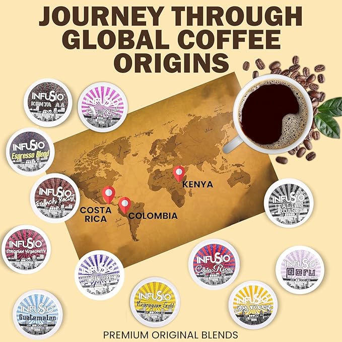 InfuSio Coffee Pods 96 Count Italian Roast Dark Roast Single serve Coffee pods for Keurig K Cups Brewers - InfuSio Premium Roasted Keurig 2.0 Compatible