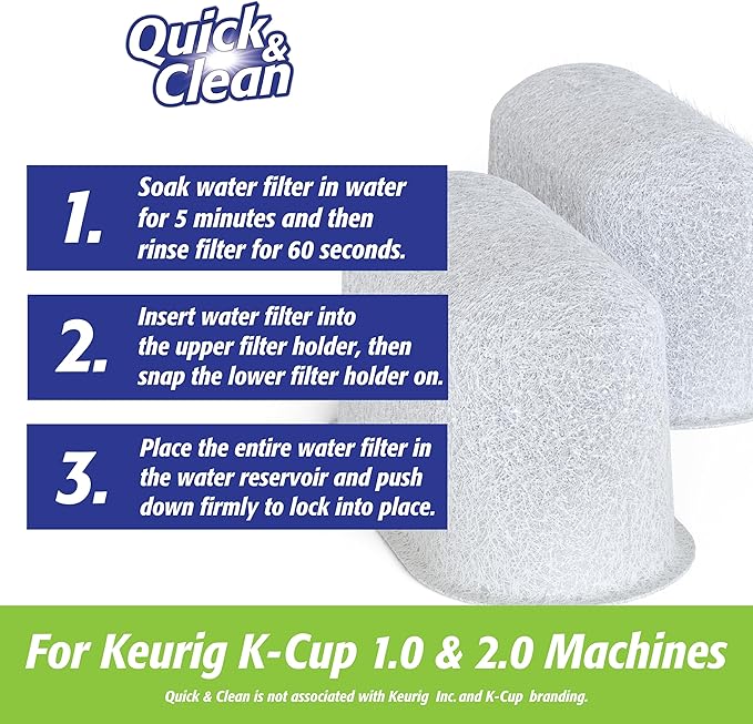 Quick & Clean 4-Pack of Cleaning Cups + 2 Filters with Descaler Bundle (2 Total Uses) - 2.0 Compatible, Descaling Solution for Keurig, Nespresso, Ninja, Delonghi, All Coffee and Espresso Machines…