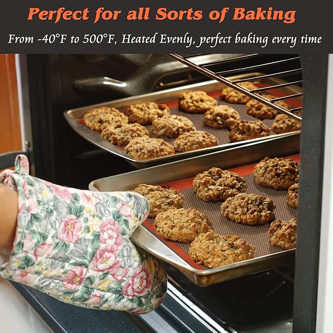 Silicone Baking Mat - Best German Silicone - Non Slip Silicone Baking Sheet, Non Stick Reusable Silicone Mats For Baking, Oven Liner, Counter Mat, Half Sheet Baking Mat for Oven