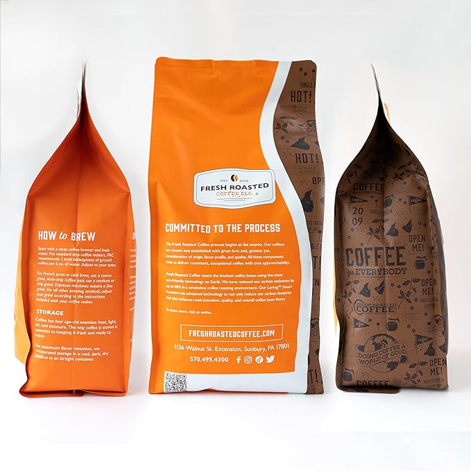 Fresh Roasted Coffee, Dark Brazil, 5 lb (80 oz), Med-Dark Roast, Kosher, Ground