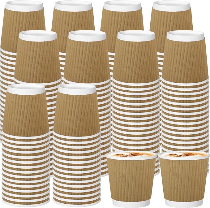 240Pack Paper Espresso Coffee Cups, 4 oz Disposable Coffee Cups,Corrugated Insulated Ripple Wall, Paper Ripple Cups for Coffee, Hot Chocolate and Hot Tea Drinks -Champagne