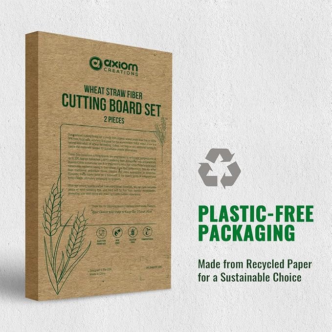 2-Piece Reversible Cutting Board Set Made from Natural Food Grade Wheat Straw Material - Eco-Conscious Alternative to Plastic - Gluten Free & BPA Free Chopping Boards for Kitchen
