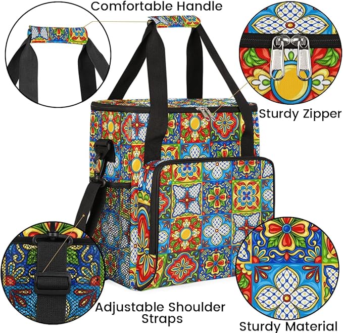 mandala flower vintage Coffee Maker Carring Bag Travel Carrying Storage Tote Bag Compatible with Keurig K-Mini or K-Mini Plus Portable Single Serve Coffee Brewer Case with Pockets for K-cup Pods