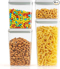 JIMALL Pop Top Food Storage Containers, Stackable Food Containers with Lids Airtight, Leak-proof Containers for Cereal Flour & Sugar, 4 Piece Set-3.5Qt,2.9Qt,2.1Qt,1.3Qt