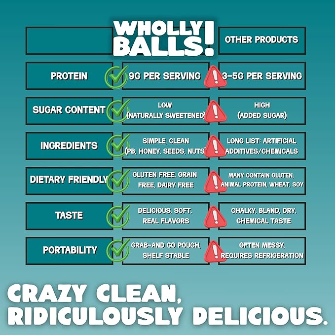 Wholly Balls Protein Bites – Healthy Plant-Based Snack | High Protein, Low Sugar, Gluten-Free Energy Balls (Pack of 3, Rocky Roadie)