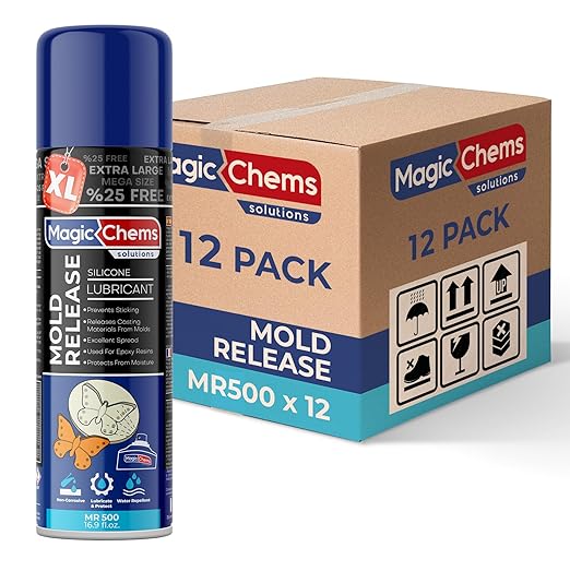 Mold Release, Silicone Mold Release Spray (12x16.9 fl oz/500ml) Mold Release for Epoxy Resin and Candle Mold Release Spray (12 Pack Mega Size)
