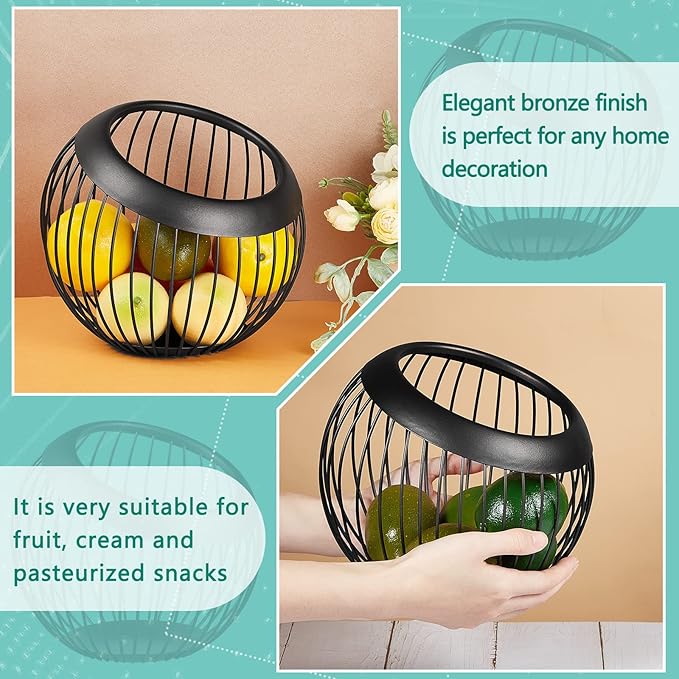 2 Pieces Coffee Pods Holder Large Capacity Coffee Pod Baskets Stainless Steel Cup Organizer Sturdy for Espresso Capsule Pot Storage Metal Wire Fruit Bowl Snack Storage(Black)