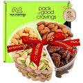 NUT CRAVINGS - Thanksgiving Mixed Nuts Gift Basket + Heart Ribbon (4 Assortments) Holiday Xmas Christmas Food Arrangement, Healthy Snack Care Package, Food Assortments