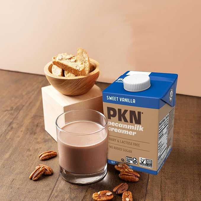 PKN Original Non Dairy Coffee Creamer Milk Alternative, Made from Real American Pecans, Plant-Based Nut Milk, Without Added Sugars and No GMOs, Lactose Free, 2-Pack Variety