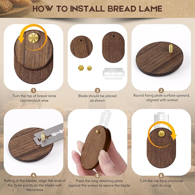 Upgraded UFO Bread Lame Dough Scoring Tool,Sourdough Scoring Tool,Black Walnut Bread Lame Cutter Scoring Knife for Bread Baking Includes 5 Replaceable Razor Blades for Bread Baking