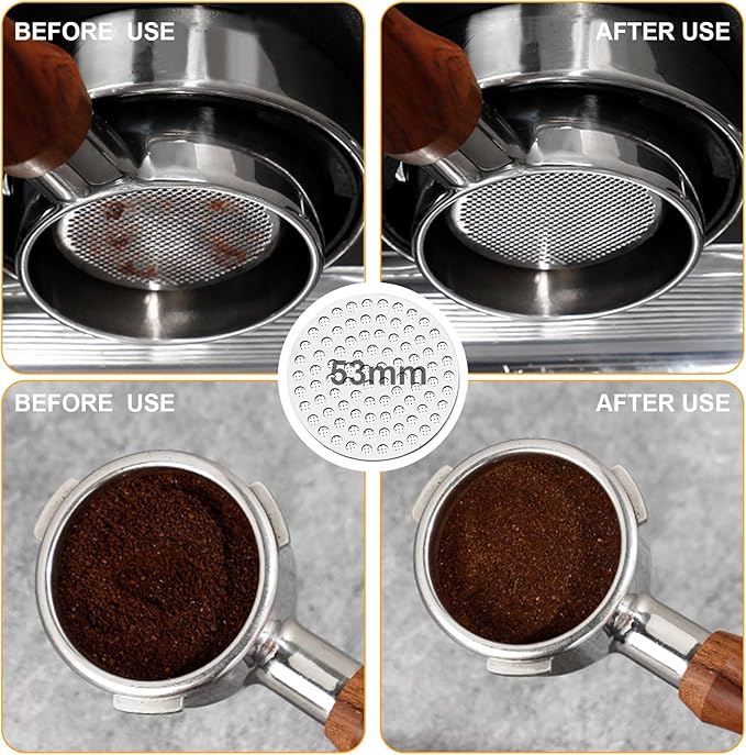Espresso Accessories Kit 53mm, Spring Loaded Calibrated Espresso Tamper, Wdt Tool Espresso and Silicone Tamper Mat,Dosing Funnel, Coffee Puck Screen and 12 Replacement Needles Fit 53mm Portafilters
