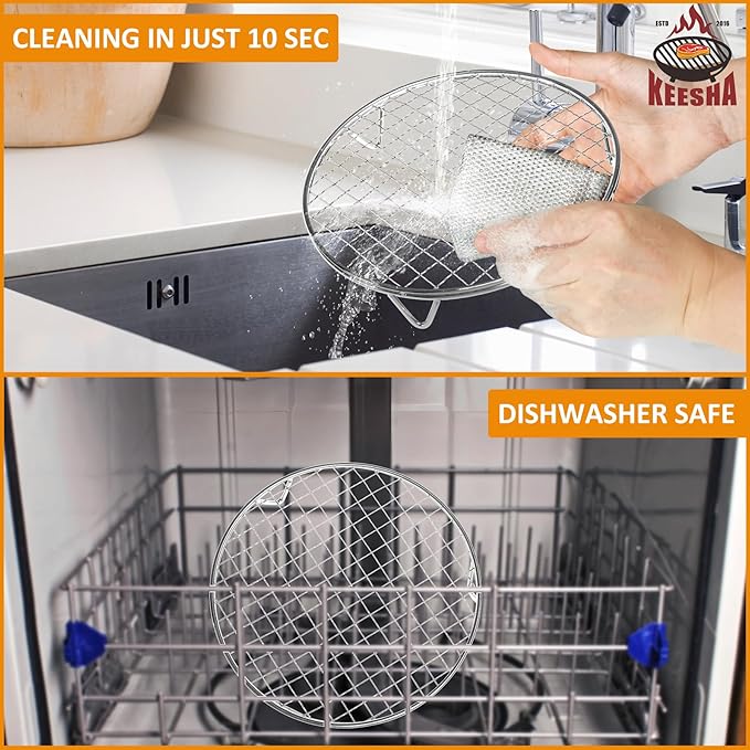 KEESHA 10 Inch Cooling Rack - 304 Stainless Steel Dish Rack for Cooking and Baking - Premium Steamer Rack, Canning Rack - Stackable Cake Cooling Rack