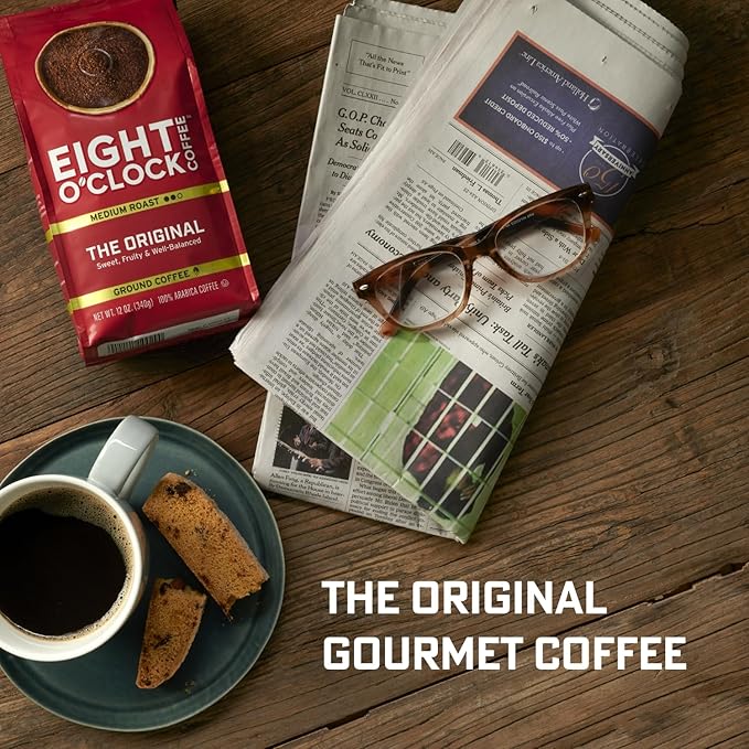 Eight O'Clock Coffee The Original Whole Bean Coffee, Medium Roast, 12 Ounce (Pack of 6) - Sweet, Fruity, Well Balanced