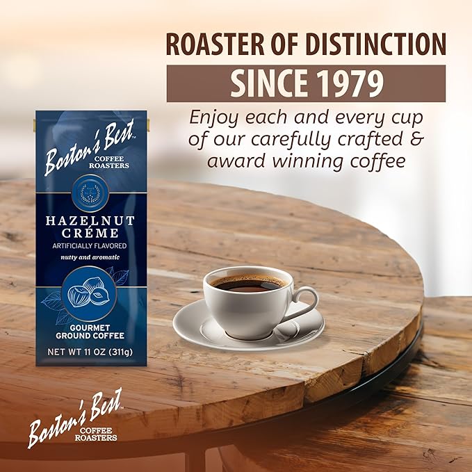 Boston’s Best Coffee - Hazelnut Creme Flavored Delicious Gourmet Coffee, Premium Ground - 11 oz. / 311 g Bag
