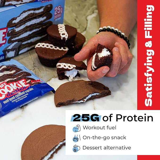 My Cookie Dealer Protein Cookies, Most Loved Childhood Cupcake (6-Pack, 3.8oz Each) - 25g of Protein per Cookie - Individually Wrapped Workout Snacks for On-The-Go Travel