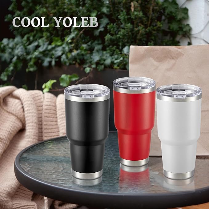 30 oz Tumbler with Lid Stainless Steel Tumblers Bulk Vacuum Insulated Cup Reusable Powder Coated Travel Mug Double Wall Leak Proof Cups Keep Cold Drinks for 12 Hours Wine Red, Set of 8