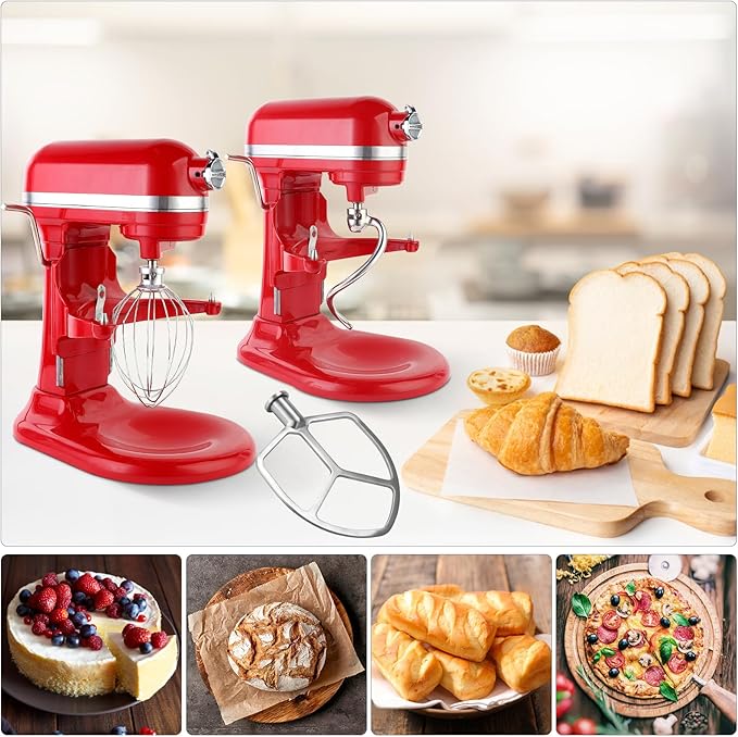 Stainless Steel 3 Piece kit Attachments，Dough Hook 6 Wire Whisk Flat BeaterCompatible with KitchenAid 5-6QT Mixer，Bowl Lift Stand Mixer Accessory，Rust Resistant，Dishwasher Safe