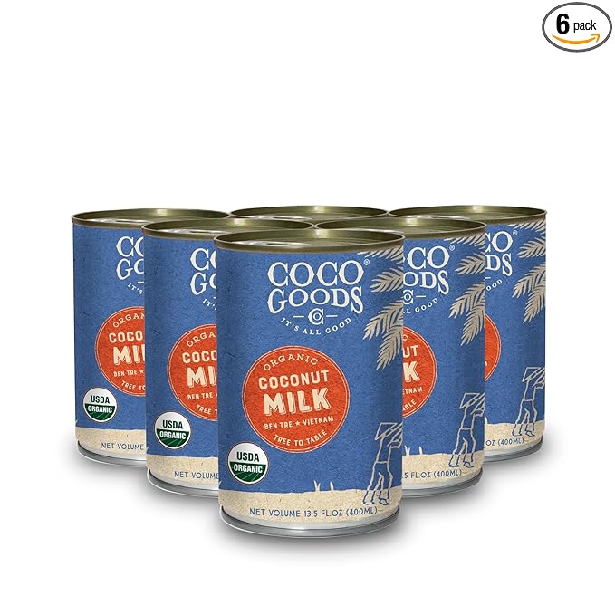 CocoGoods Co Single-Origin Organic Coconut Milk 13.5 fl. oz - Gluten-free, Non-GMO, Vegan, & Dairy-free, 6 pack