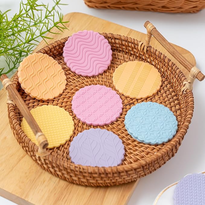 KALAIEN 3 Pack Cookie Embosser Set, Fondant Impression Mats Acrylic Embosser for Fondant Stamps, Texture Sheets for Polymer Clay, Chocolate, Cupcake Topper, Fondant Molds-Style 2