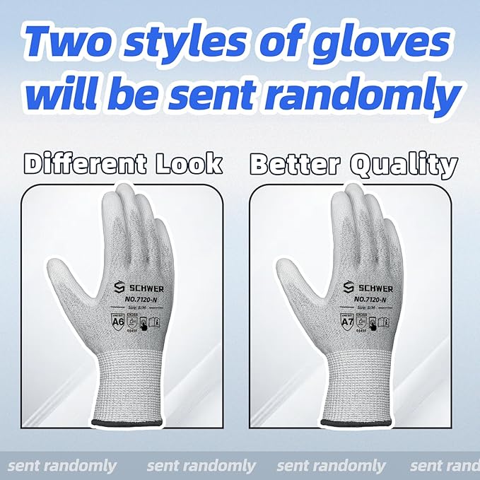 Schwer 3 Pairs Cut Resistant Gloves ANSI A6 Cut Proof Work Gloves, Touchscreen, for Men and Women Used to Woodworking, Glass Cutting, Construction, Cargo Handling, Material Sorting, Car Repair, L
