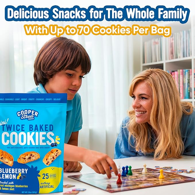 Cooper Street Twice Baked Biscotti Cookies Variety Pack - 1.25 Pounds Per Bag (4 Pack) - Gourmet Cookies Ideal With Coffee Or Tea | Peanut and Dairy Free Low Sodium Breakfast or On-The-Go Snack