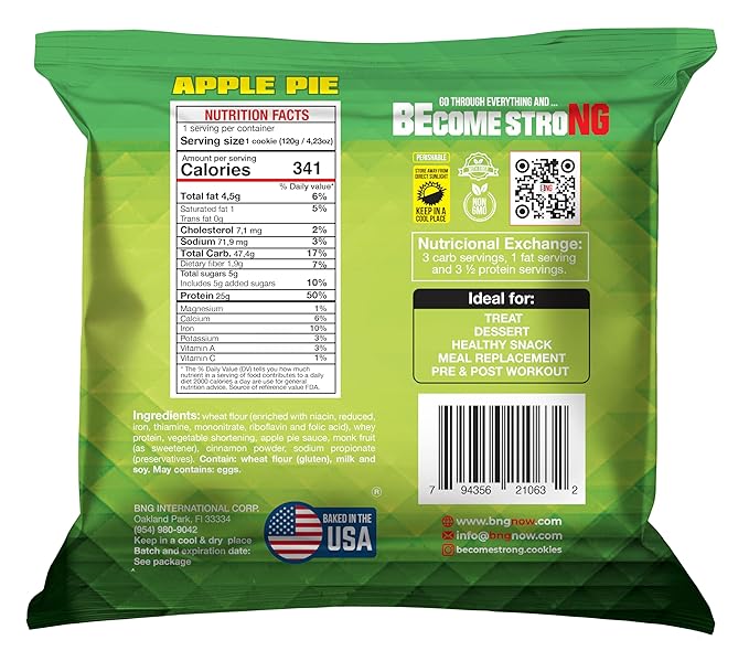 Become Strong High Protein Cookies, 25g Protein, 3g Sugar, BNG Cookies (10 ct.) (Apple Pie)
