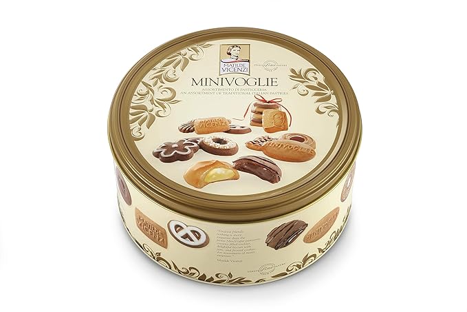 Matilde Vicenzi Minivoglie Butter Cookies Tin - Italian Pastry Assortment, Traditional Holiday Cookie Gift for Thanksgiving, Christmas, Hanukkah - 500 g