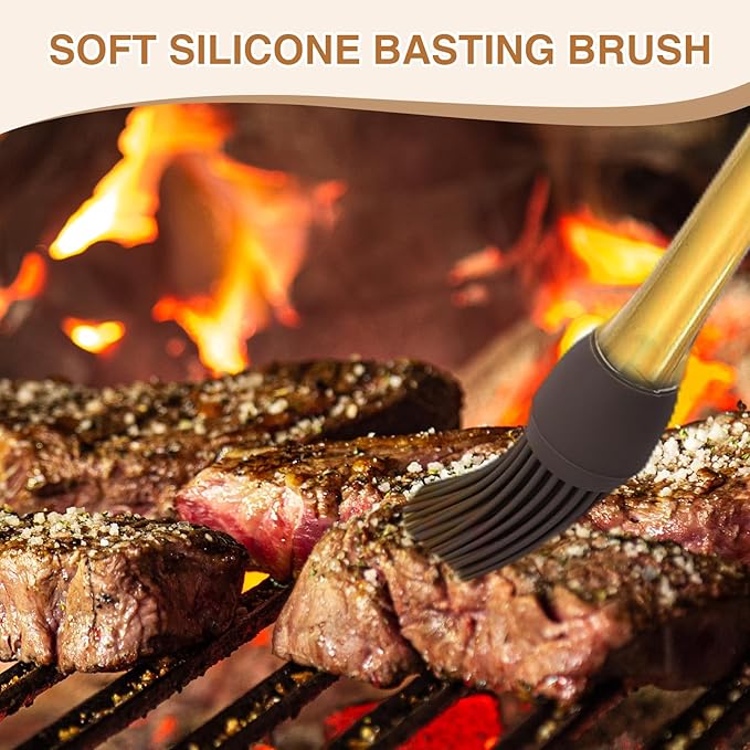 8 Pcs Silicone Brush Cooking Set, Heat Pastry Basting Brush for Home Outdoor Use Cooking BBQ Barbecue Baking