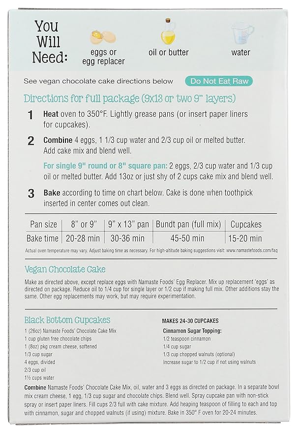 Namaste Foods, Gluten-Free Chocolate Cake Mix, Allergen-Free, 26-Ounce Boxes (Pack of 6)