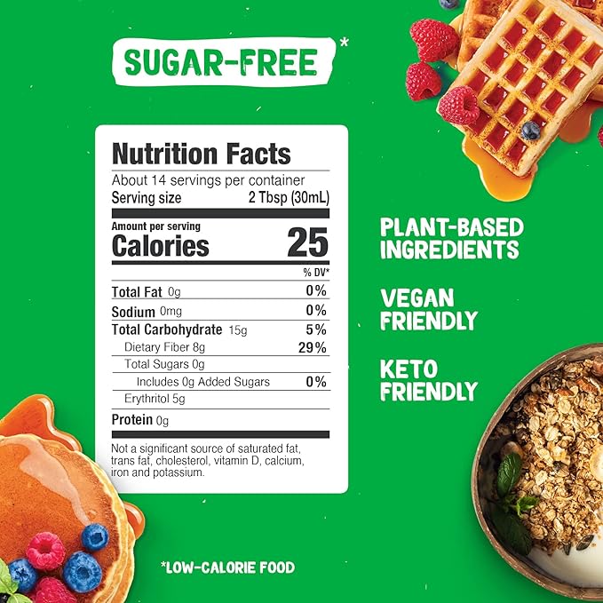 Pyure Organic Maple Flavored Syrup, Zero Sugar, 2 Net Carb, Gluten-Free, Plant-Based Maple Syrup for Vegan Keto Friendly Food, 14 Oz (Pack of 2)