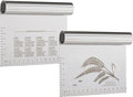2PCS Dough Pastry Bench Cutter Scraper, OLULU Stainless Steel Kitchen Food Scraper with Protective Cover, Anti-Wear Laser-Engraved Measuring Scale and Ear Of Wheat, Dishwasher Safe (2Pack, 6 inch)