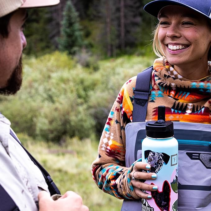 IRON °FLASK Camping & Hiking Hydration Flask with 3 Lids - Stainless Steel, Double Walled & Vacuum Insulated Water Bottle - Leak Proof & BPA Free (Fire, Spout - 32 oz)