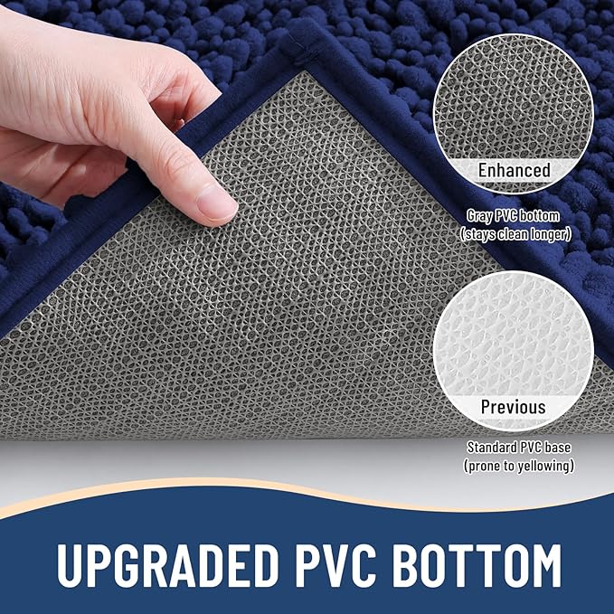 Arotive Luxury Chenille Bathroom Rug Mat, Extra Soft Thick Absorbent Shaggy Bath Rugs, Non-Slip Machine Wash Dry, Plush Bath Mats for Bathroom, Shower and Tub, 60x20, Navy