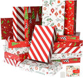 joyhalo 16 Pcs Christmas Gift Boxes with Lids for Presents Bulk 14.5" x 9.5" x 2.5" Large Gift Boxes for Clothes, Wrapping Xmas Robe, Shirt, Goody for Christmas, Birthdays, Wedding, 4 Designs
