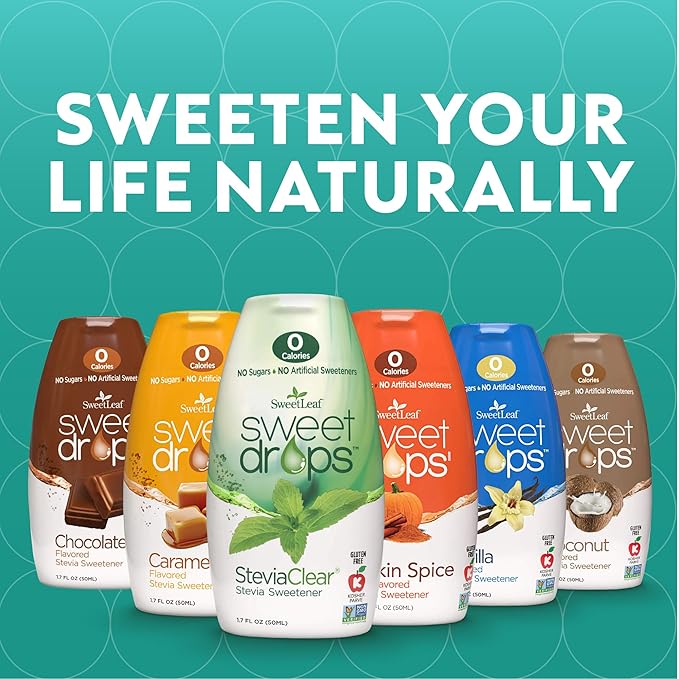 SweetLeaf Sweet Drops - Flavored Stevia Liquid Sweetener, Stevia Extract, Zero Calories, Gluten Free, Keto Friendly, Non GMO, Natural Flavor, Sugar Alternative - Variety Pack, 1.7 Fl Oz (Pack of 6)