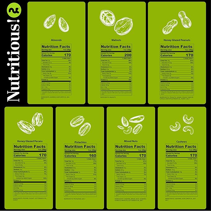 NUT CRAVINGS - Thanksgiving Mixed Nuts Gift Basket + Green Ribbon (7 Assortments, 2.2 LB) Holiday Xmas Christmas Food Arrangement, Healthy Snack Care Package, Food Assortments
