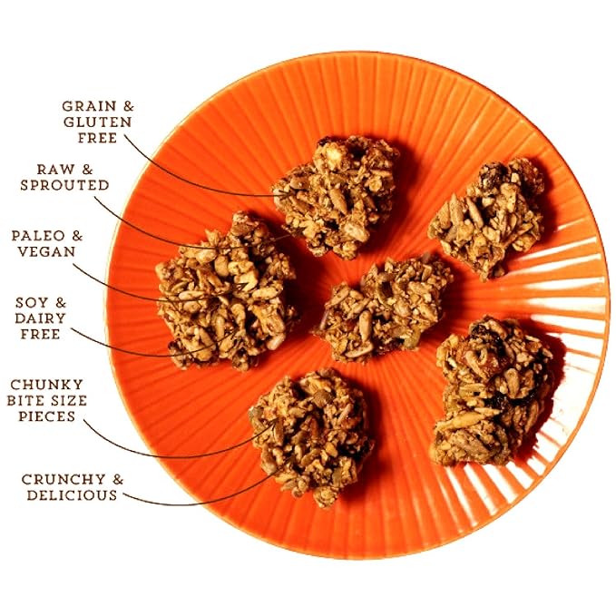 Lark Ellen Farm Grain Free Paleo Granola Bites Certified Organic Vegan Snacks and Cereal made from Sprouted and Activated Nuts and Seeds (Berrylicious, 8 Oz)