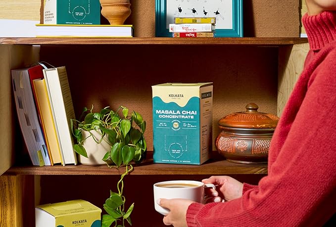 Kolkata Chai - Masala Chai Concentrate for Chai Tea Latte, 64oz Microbrewed Premium Organic Black Tea and Spices, Vegan, Gluten Free, All Natural, Makes 16 servings